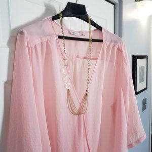 Reitmans sz 22 pink faux cross over blouse